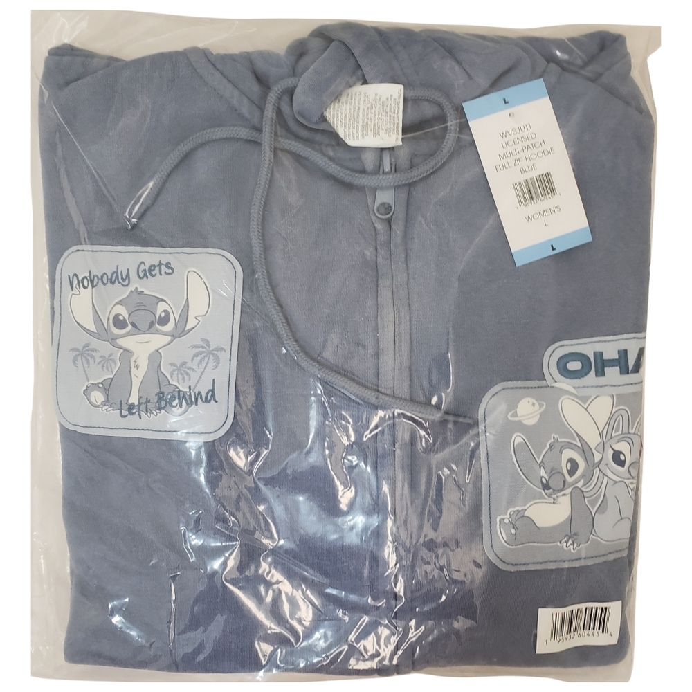 Character Full-Zip Hoodie Sweatshirt Women Blue Lilo & Stitch NWT